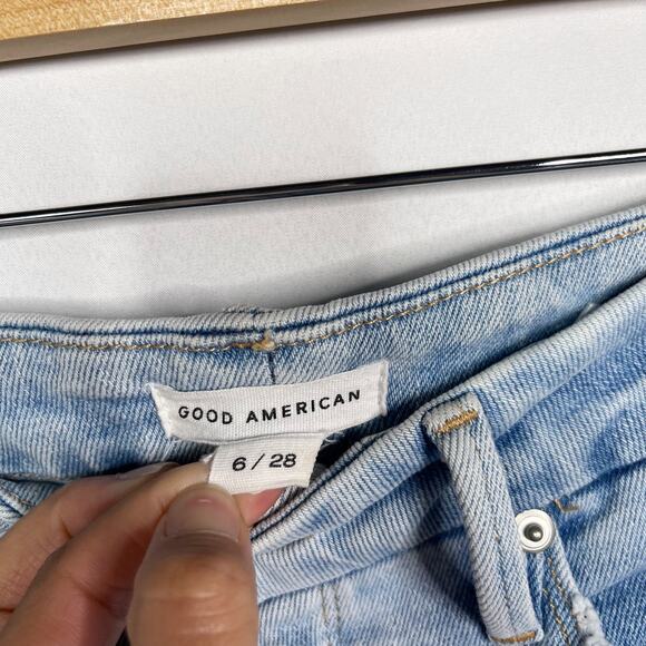 Good American 6 / 28 Good Curve Straight Leg Jeans Ripped Knee Raw Cut Hem - Picture 8 of 12